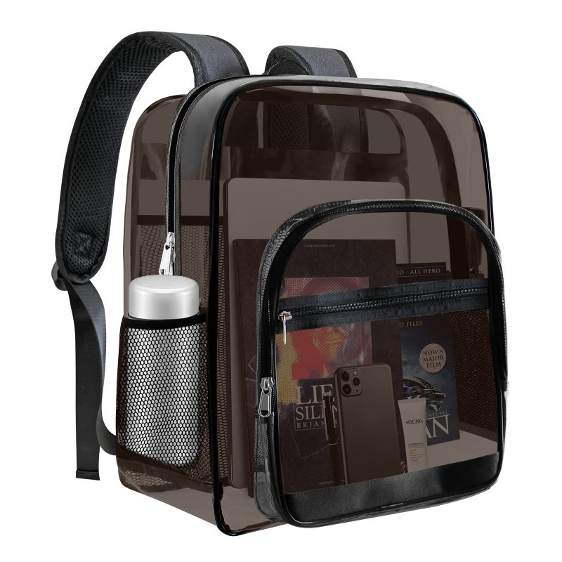 SDFGHG Clear Backpack  Clear Bookbag for School  Waterproof PVC Plastic Material  Reinforced Shoulder Straps Heavy Duty Transparent Backpack  See-Through Schoolbag for Sports Stadiums Work  Travel  College - Image 1